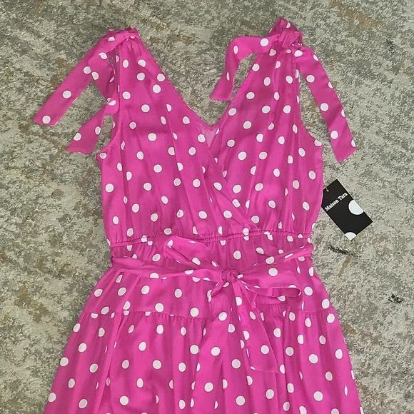 Maison Tara Pink Polka Dot Dress Size 12 NWT - Picture 4 of 11